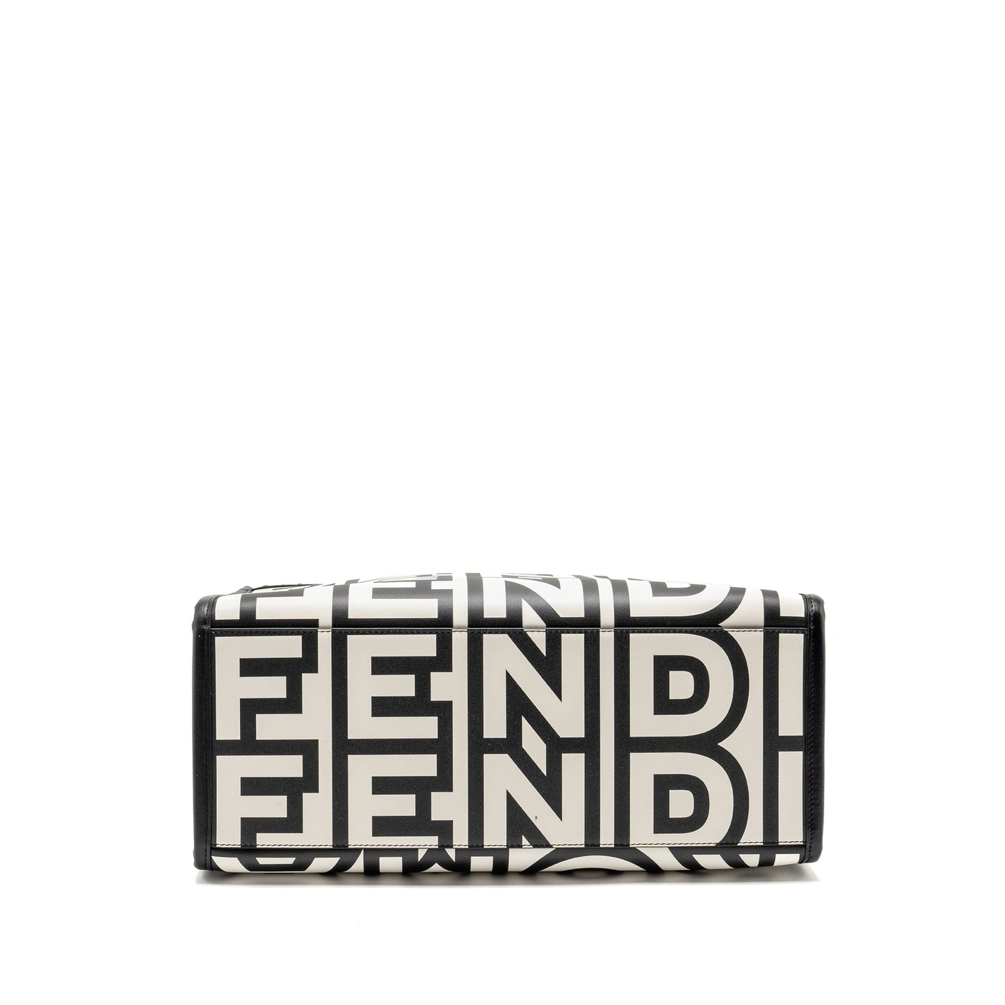 Fendi Medium Sunshine Roma Shopping Purse Calfskin Black/White