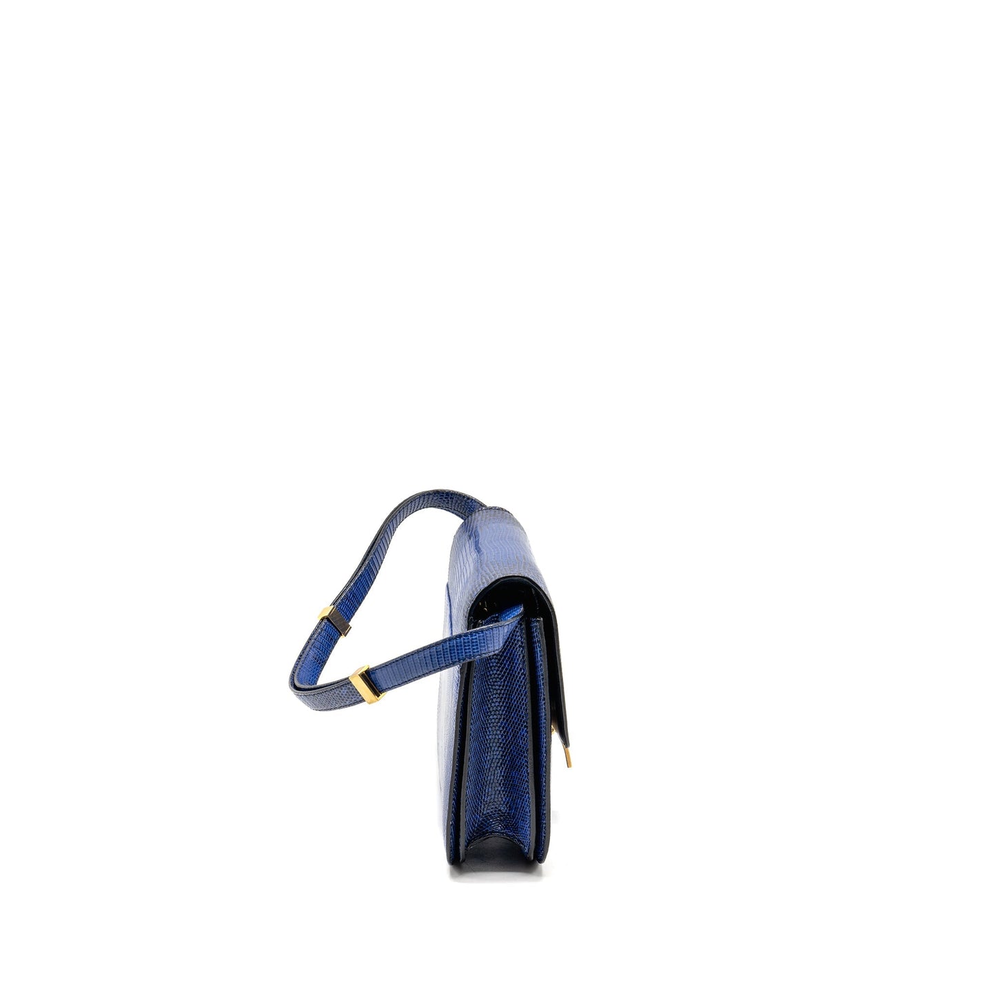 Luxury CELINE Medium Classic Box Bag Lizard Blue GHW
