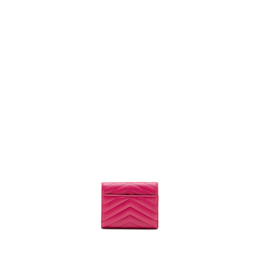 Saint laurent compact tri-fold wallet calfskin pink