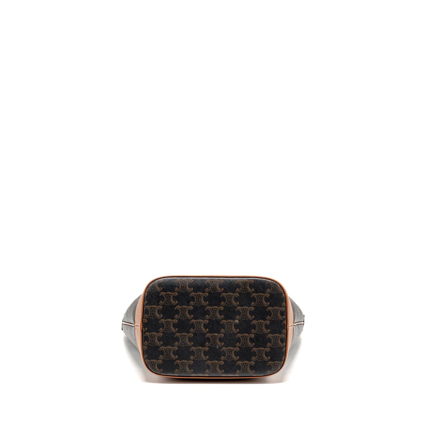 Celine small bucket Purse triomphe canvas / calfskin tan