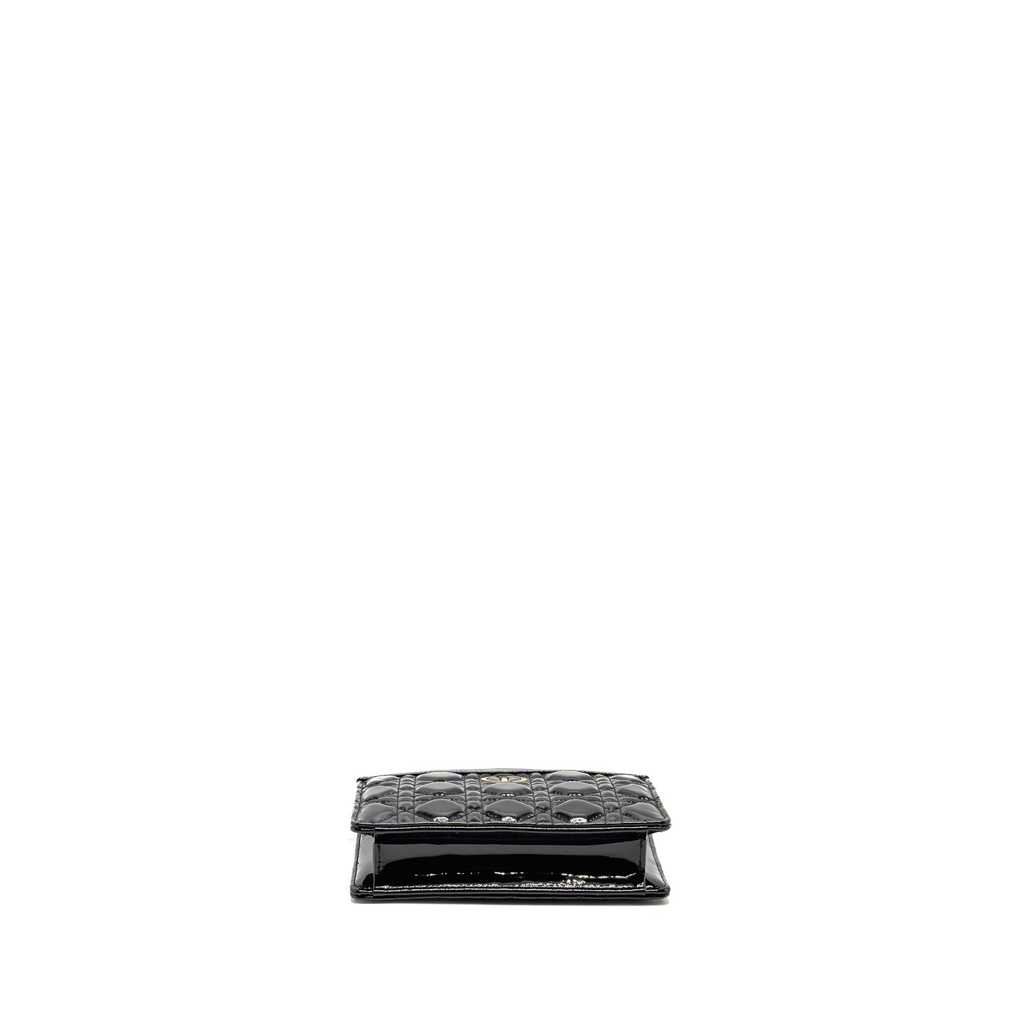 Dior Caro Pouch with Chain Patent Calfskin Black