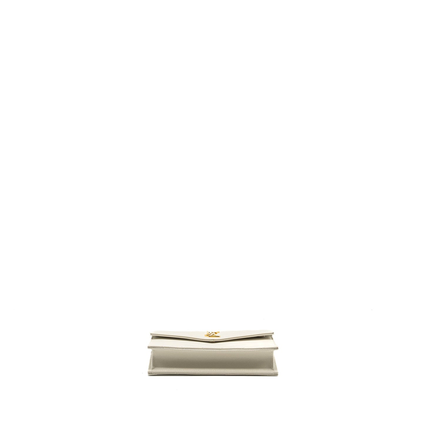 Saint Laurent envelope chain wallet grained calfskin cream soft
