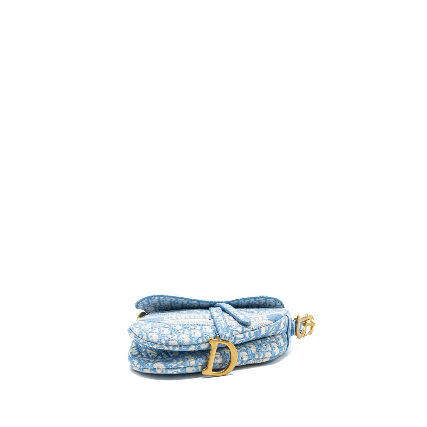 medium Saddle Purse Oblique Embroidery Light Blue