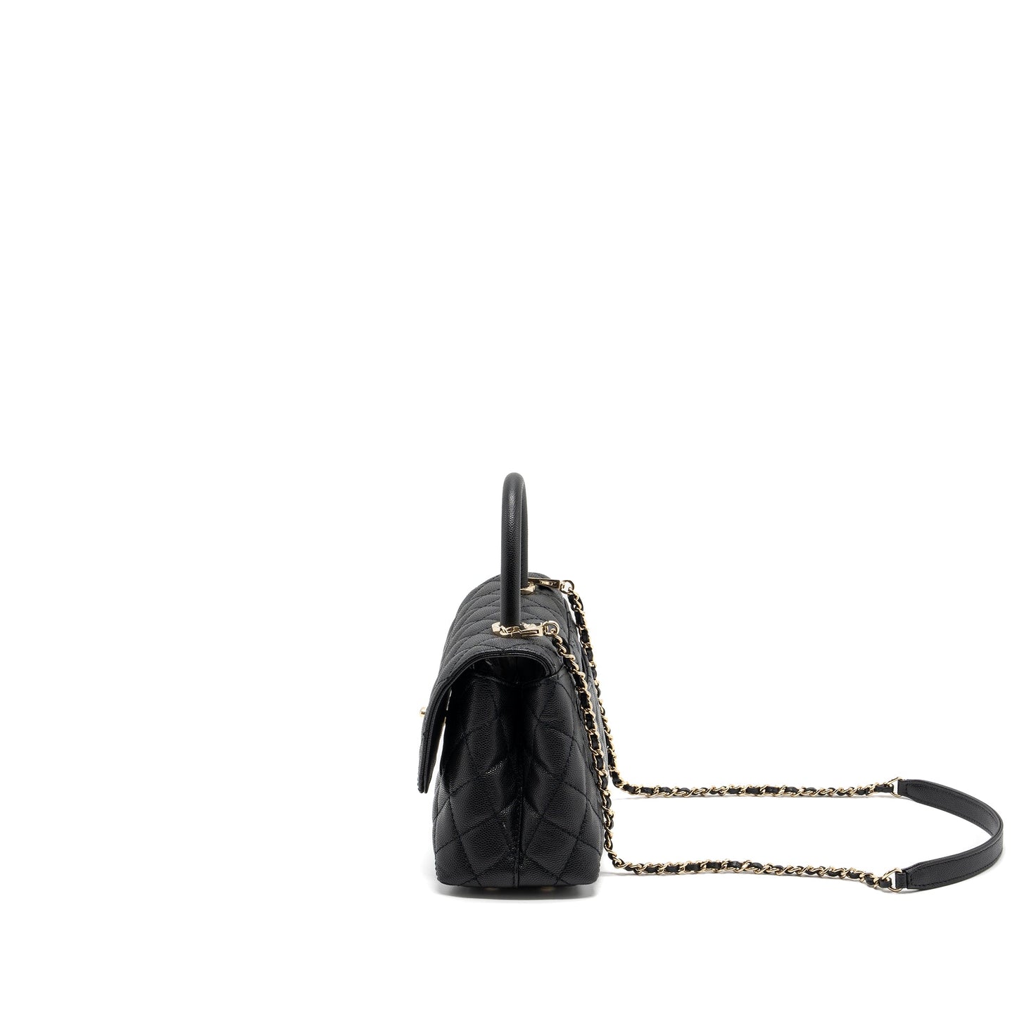 Chanel small coco handle caviar black LGHW (Microchip)