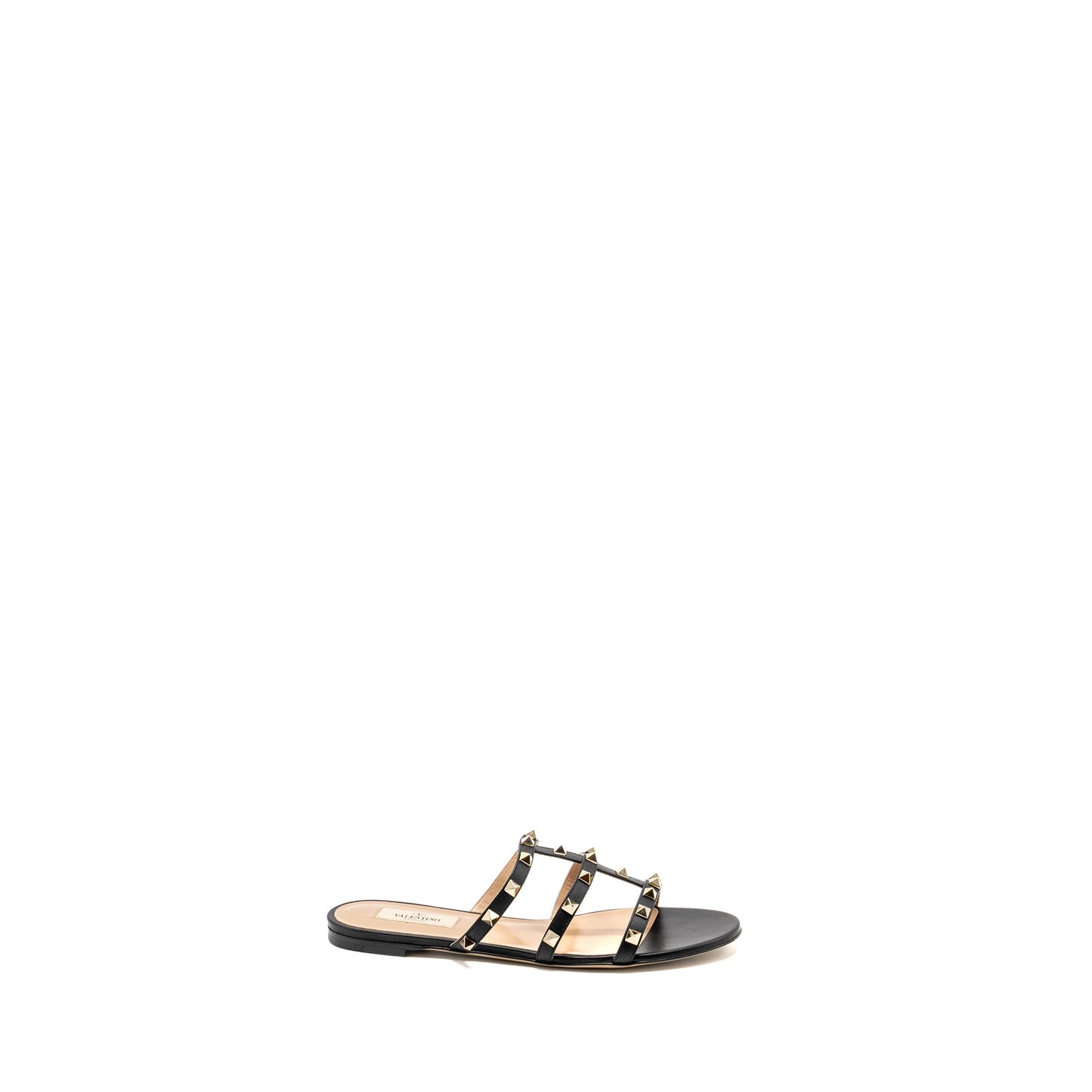 Valentino Size 38.5 Garavani Rockstud Leather Sandals Black