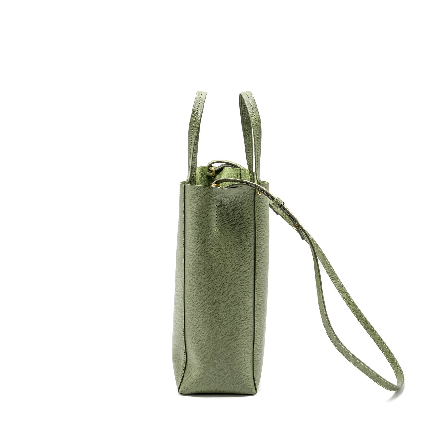 Luxury CELINE vertical cabas tote bag grained calfskin green