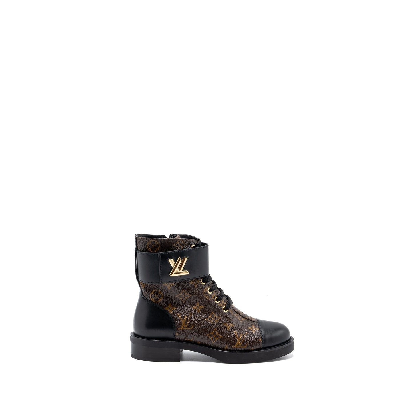Louis Vuitton Size 37 Wonderland Flat Ranger Ankle Boots Monogram canvas/leather