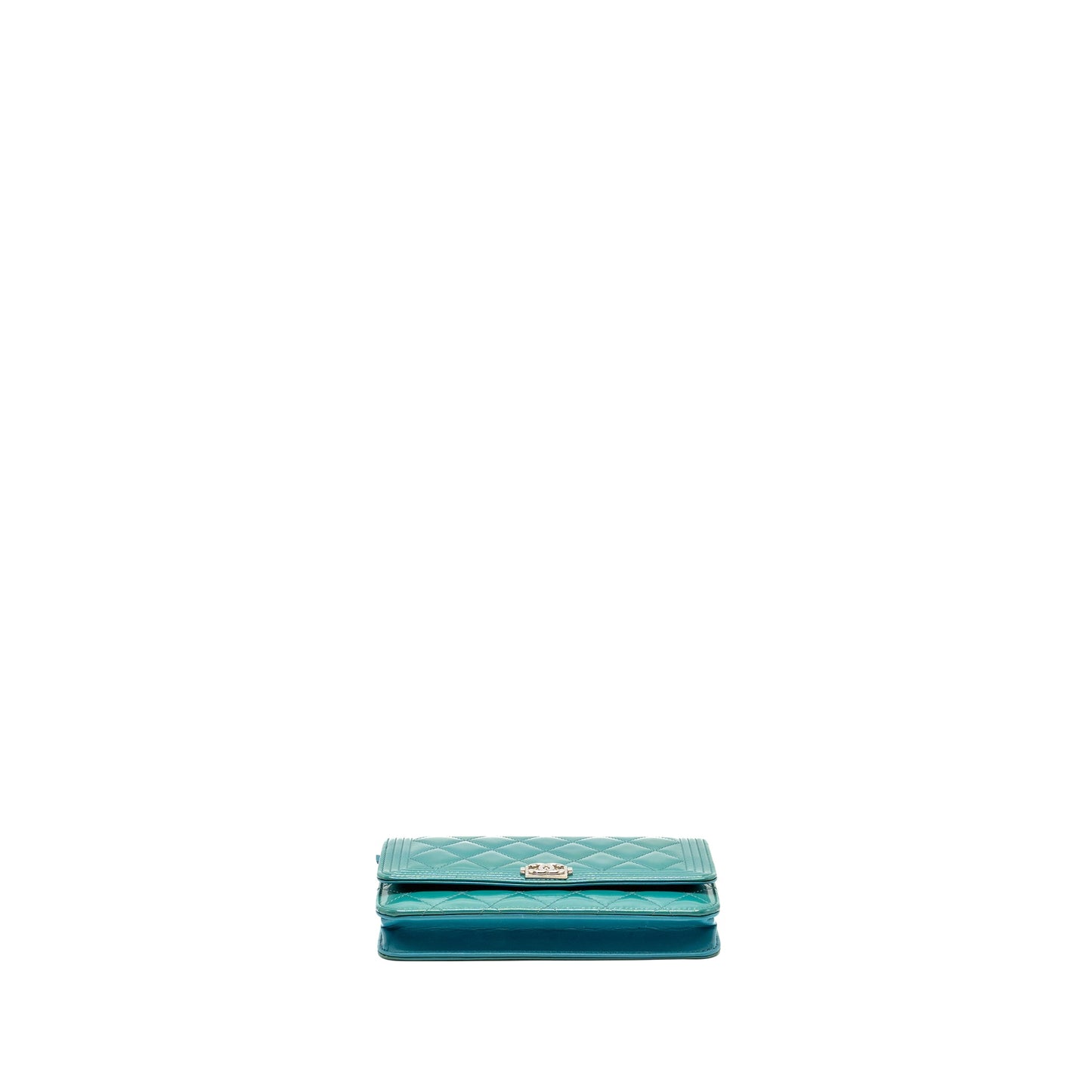 Chanel Boy Wallet on Chain Patent Green SHW