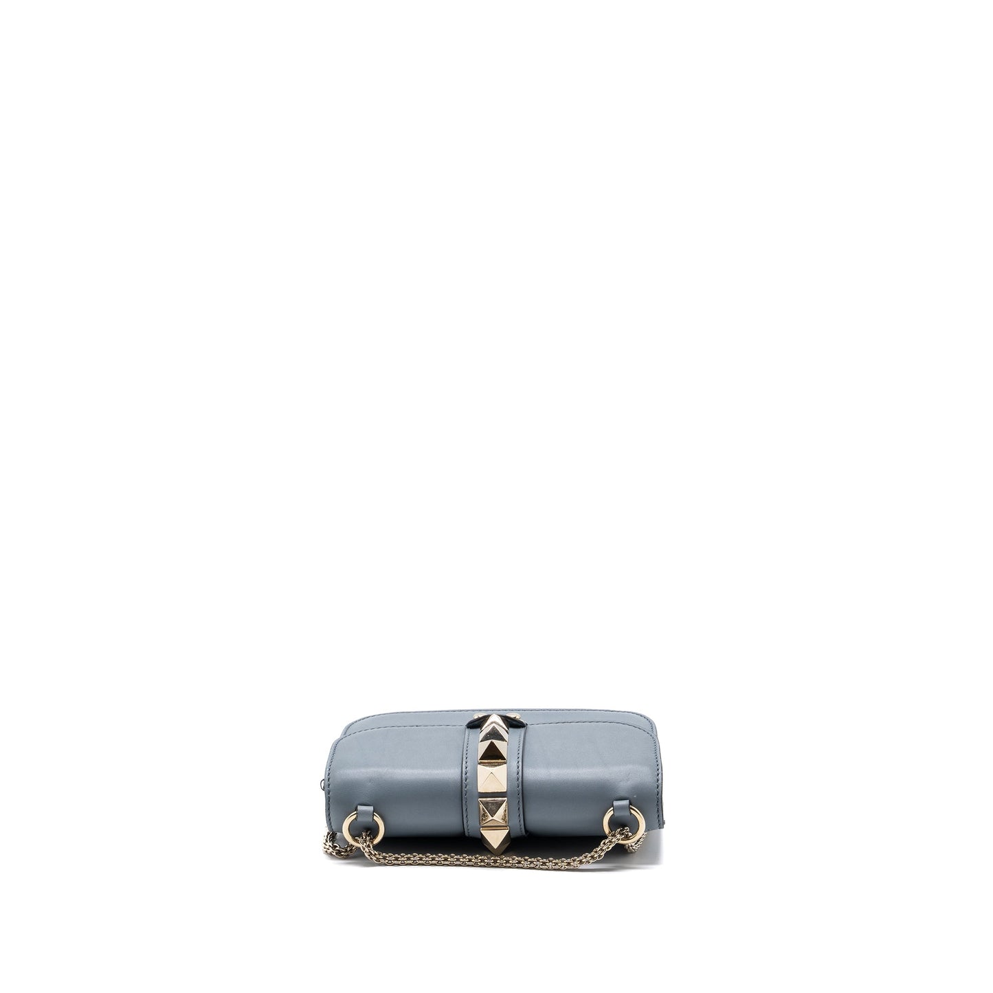 Valentino Garavani Rockstud Glam Lock Chain Purse Leather Light Blue