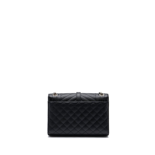 Saint Laurent/ Envelope Medium Chain Purse Grained Calfskin Mix Matelasse Black
