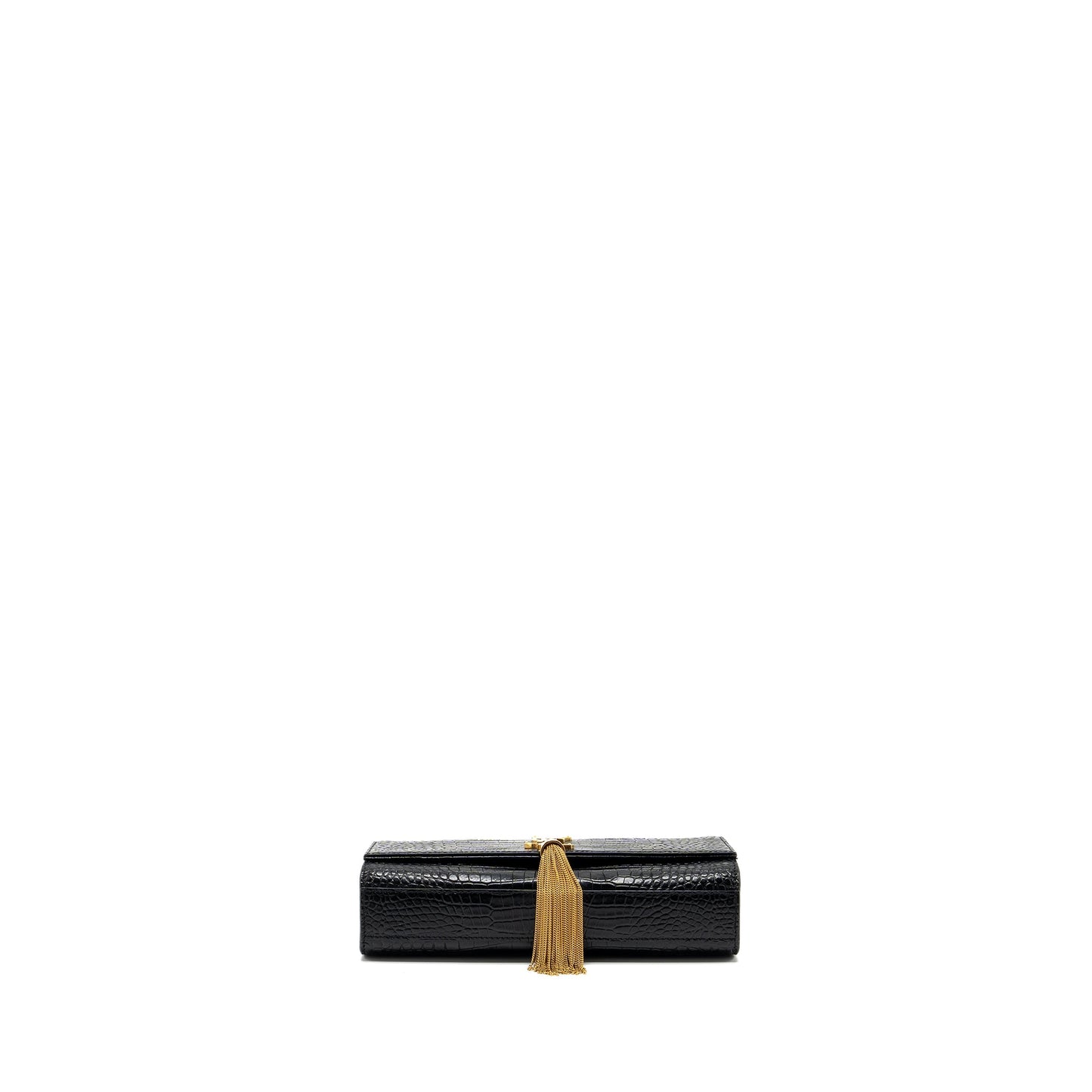 Saint Laurent Kate Purse Tassel Crocodile-Embossed black