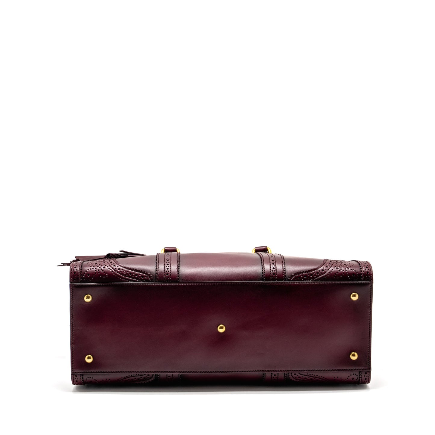 Gucci Vintage Duilio Brogue Boston Purse Calfskin Burgundy
