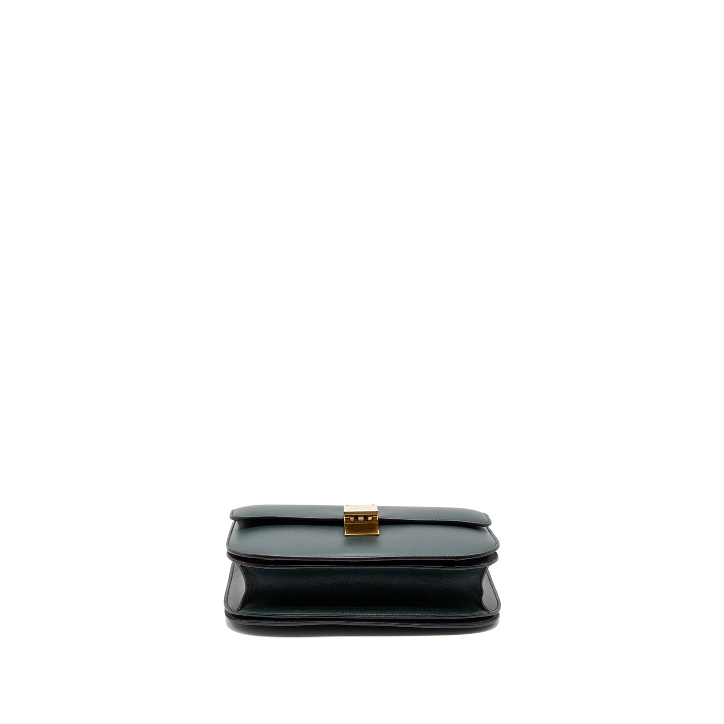 Celine Medium Classic Box Purse Calfskin Green Brushed
