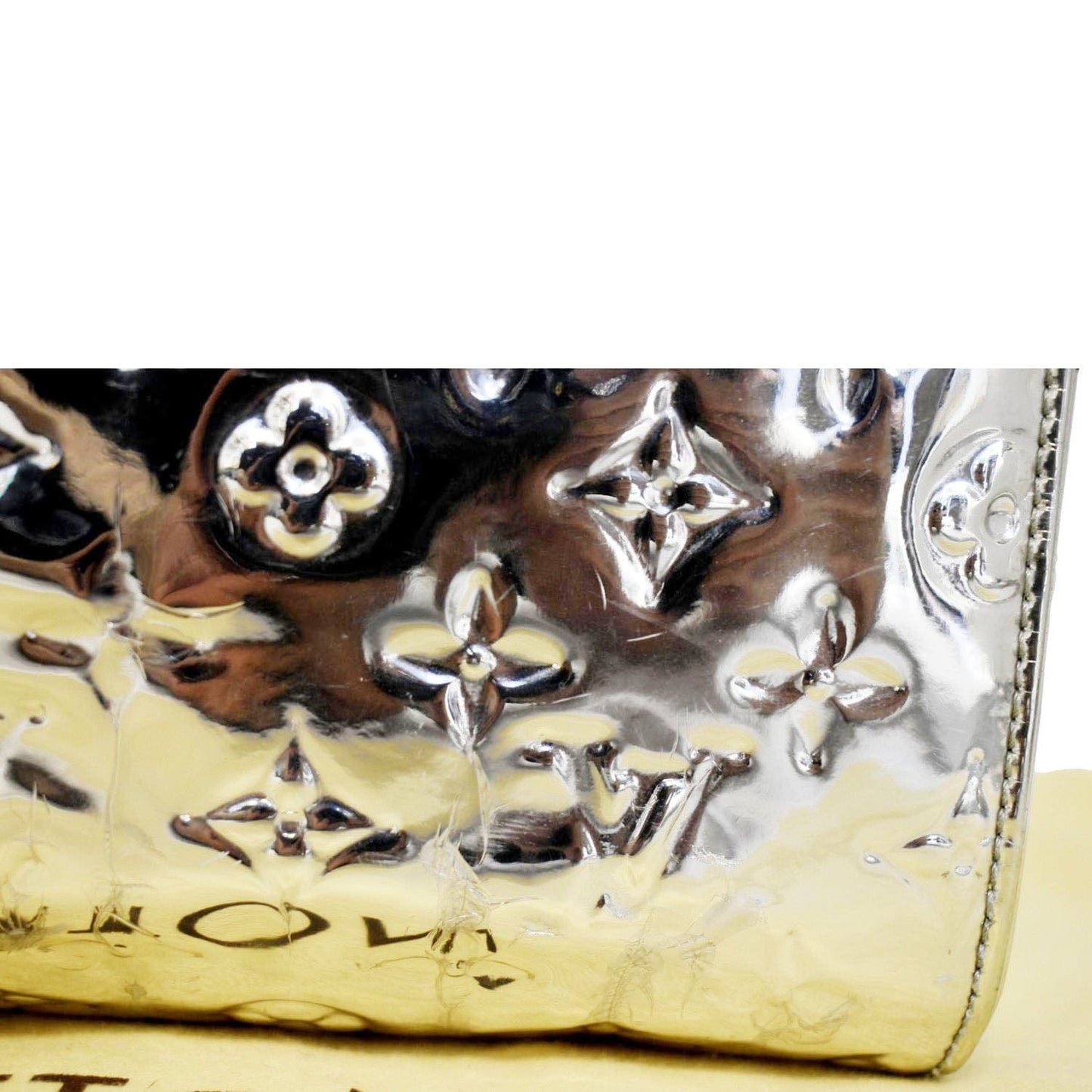 LOUIS VUITTON Speedy 30 Miroir Monogram Patent Leather Satchel Bag Metallic Silver