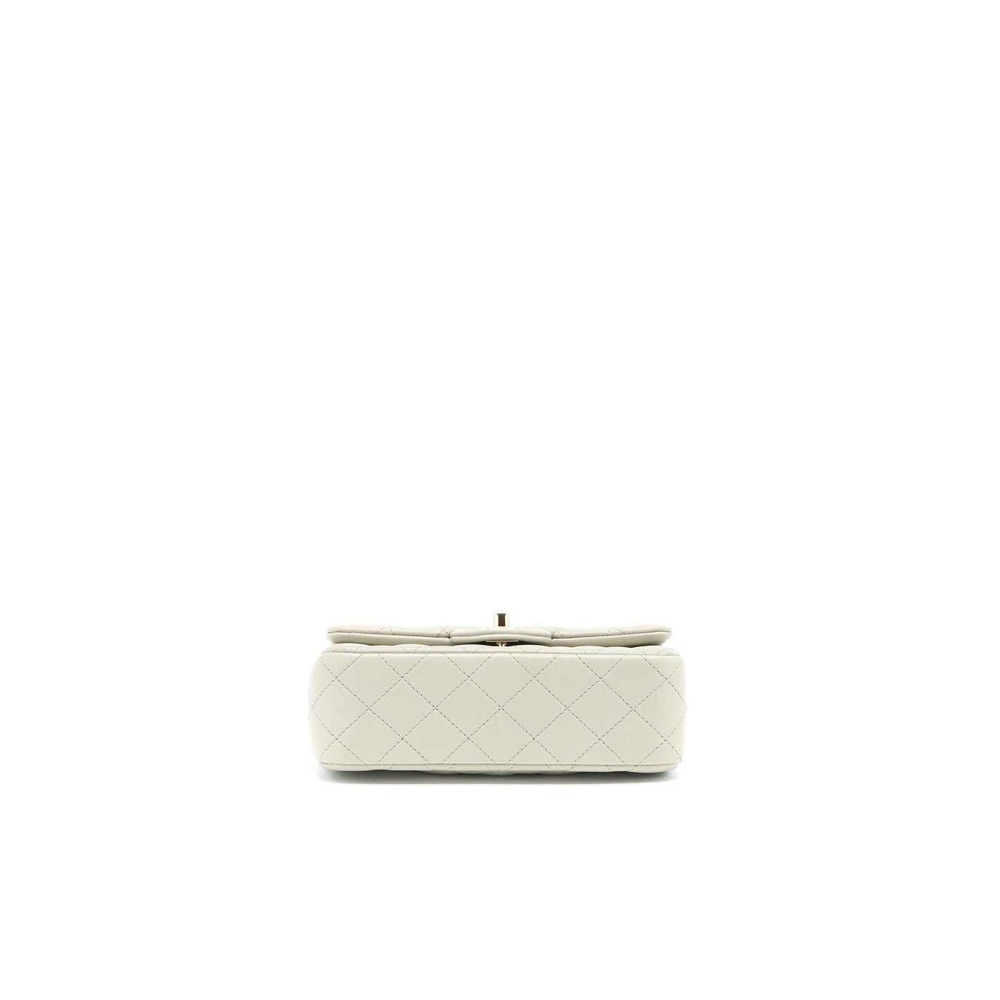 Chanel Mini Rectangular Flap Bag Lambskin Light Grey LGHW (Microchip)