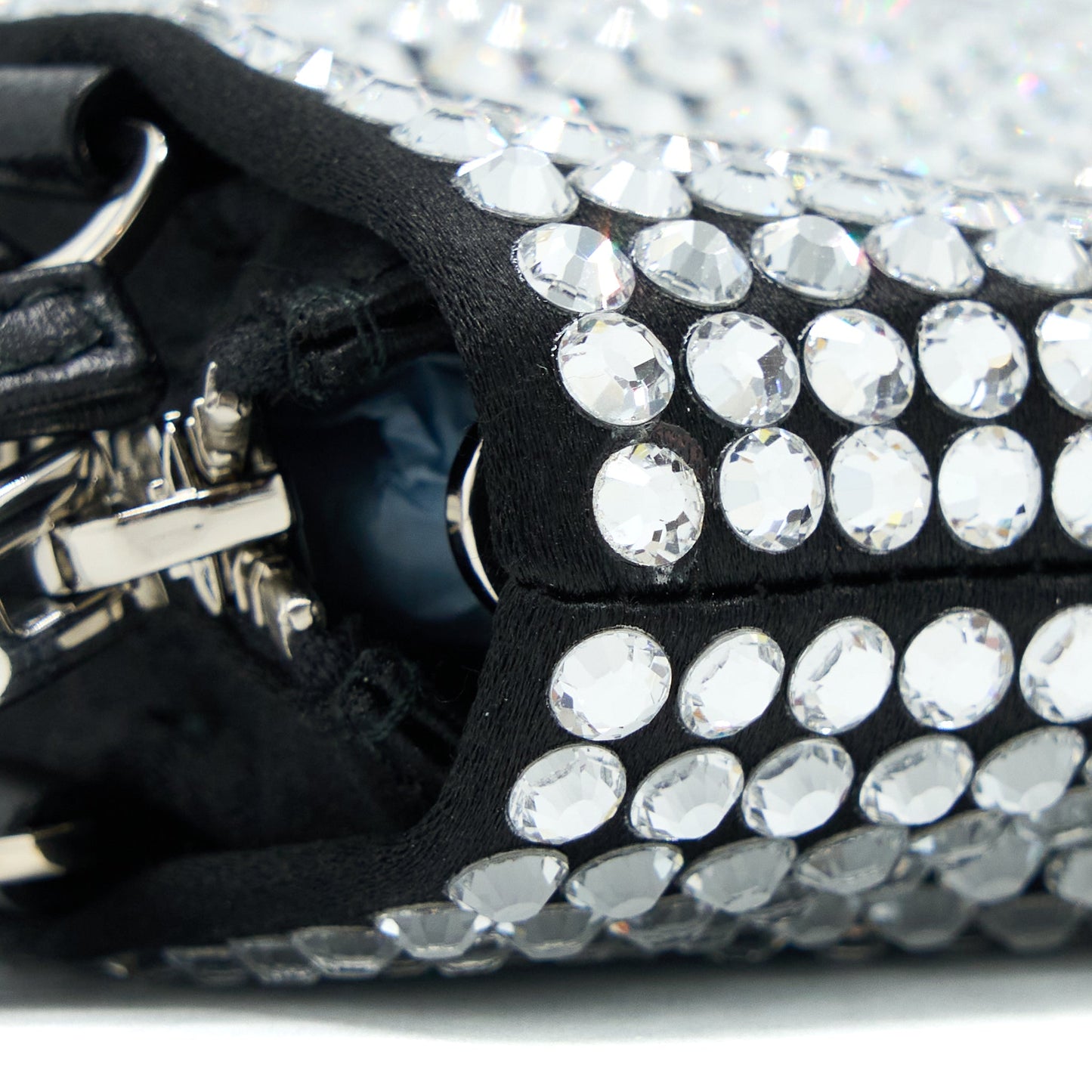 Prada Crystal Satin Handbag With Crystal Black