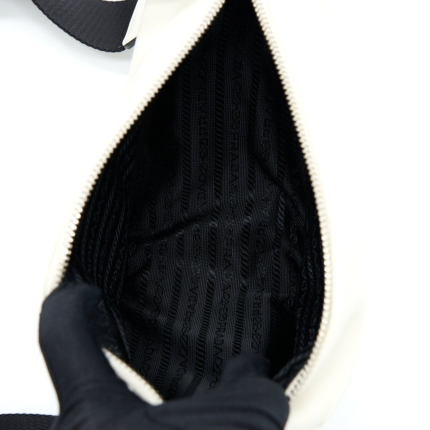 Prada Triangle Leather Mini Purse White