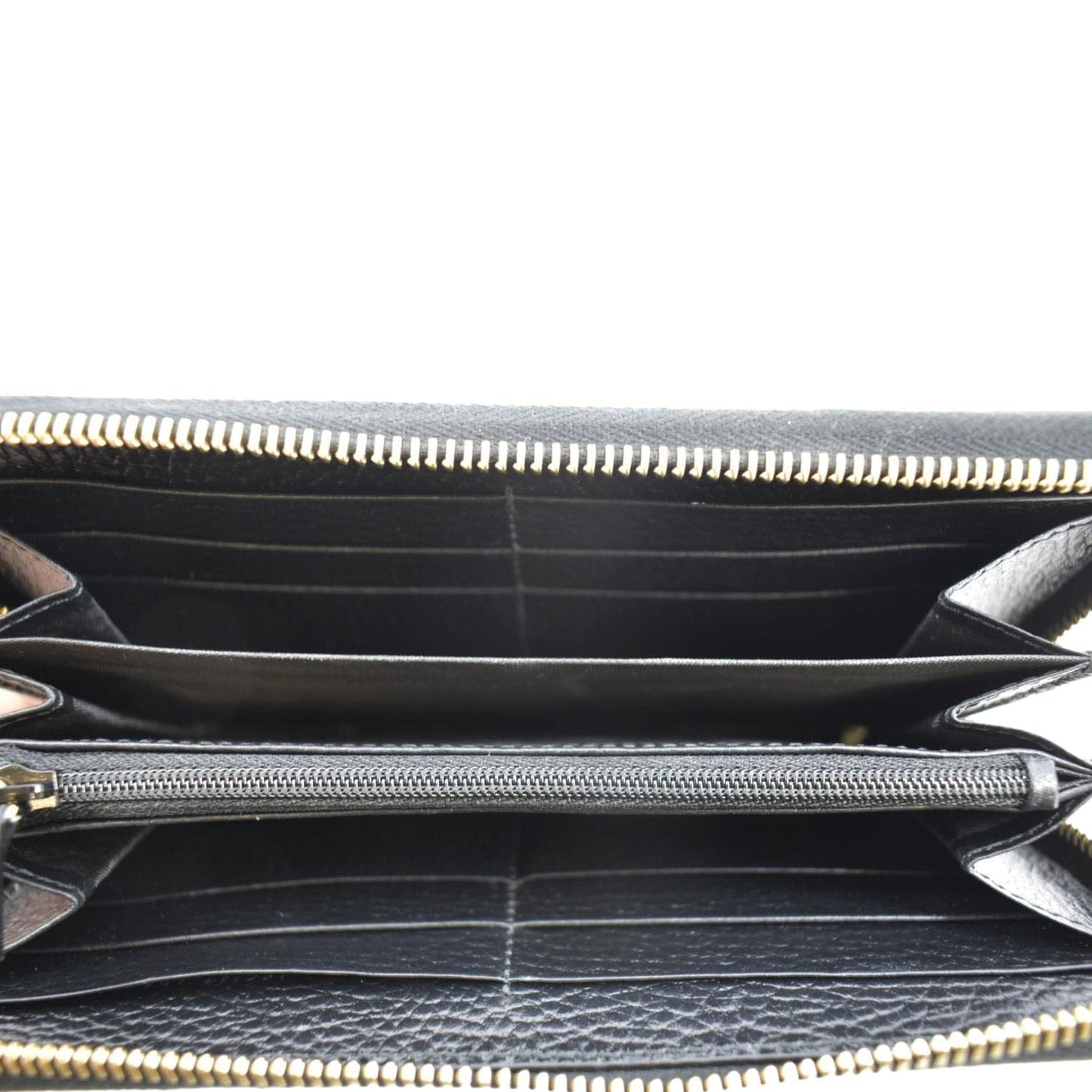 GUCCI GG Marmont Canvas Leather Zip Around Wallet Black 456117