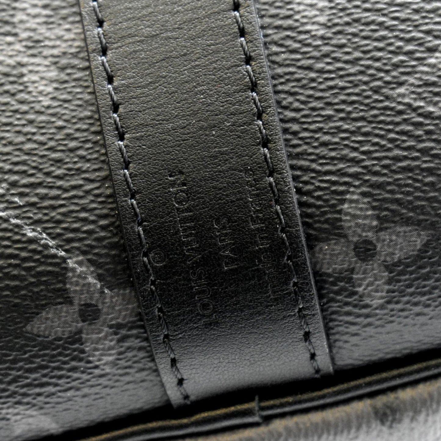 LOUIS VUITTON Keepall 50 Bandouliere Monogram Eclipse Canvas Travel Bag Black
