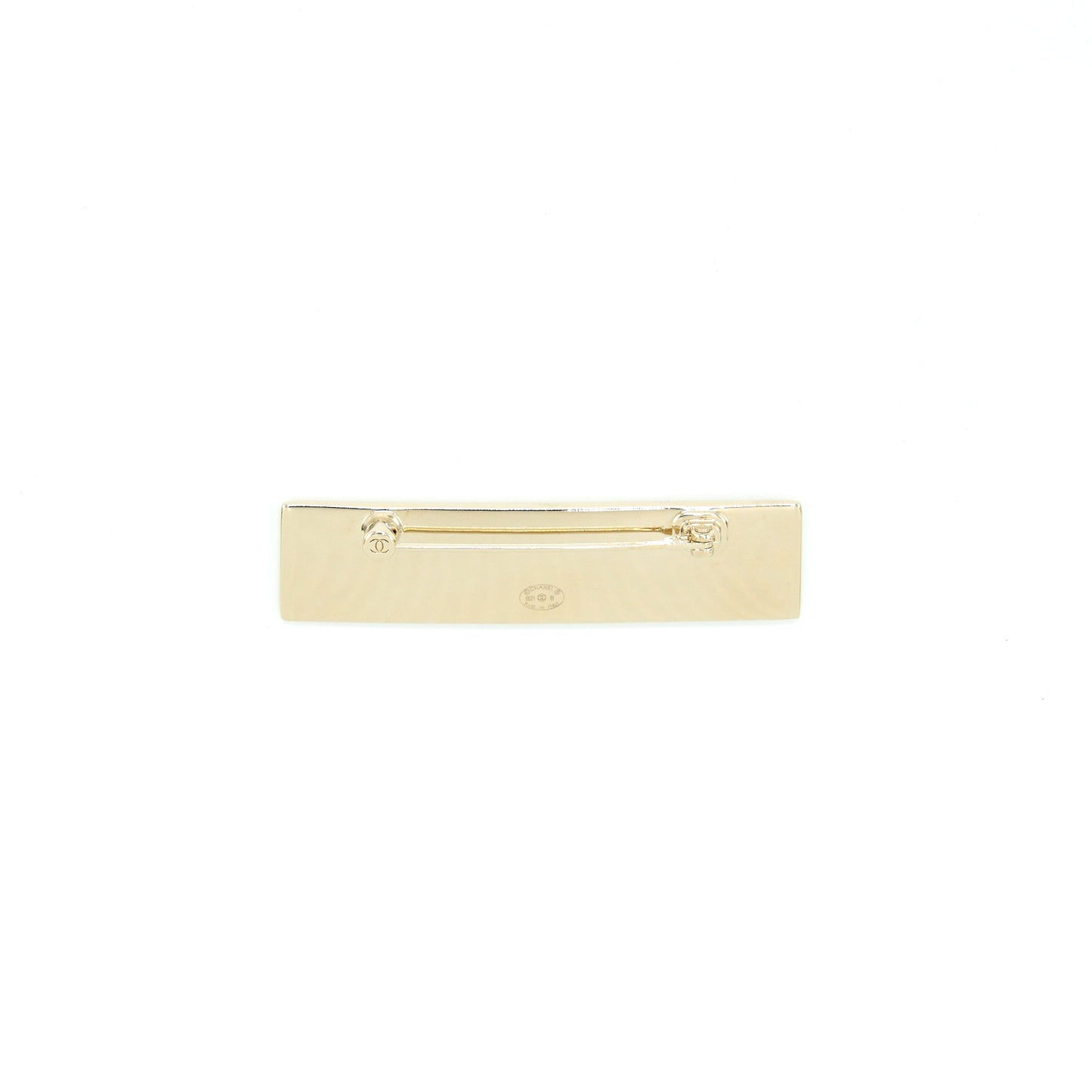 Chanel Letter Brooch Black/White Light Gold Tone