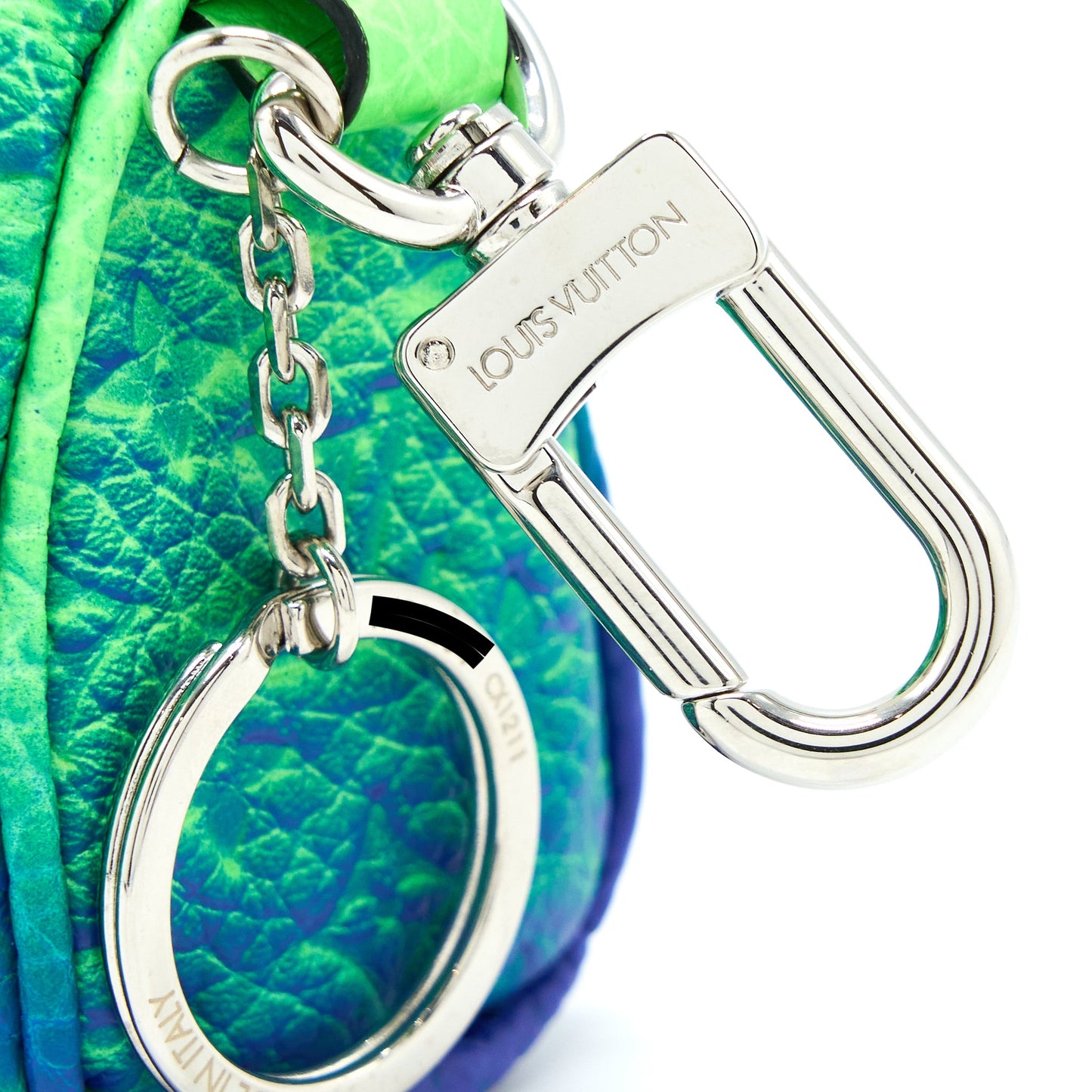 Louis Vuitton Mini Keepall Earphones Pouch Taurillon Illusion Green/Blue