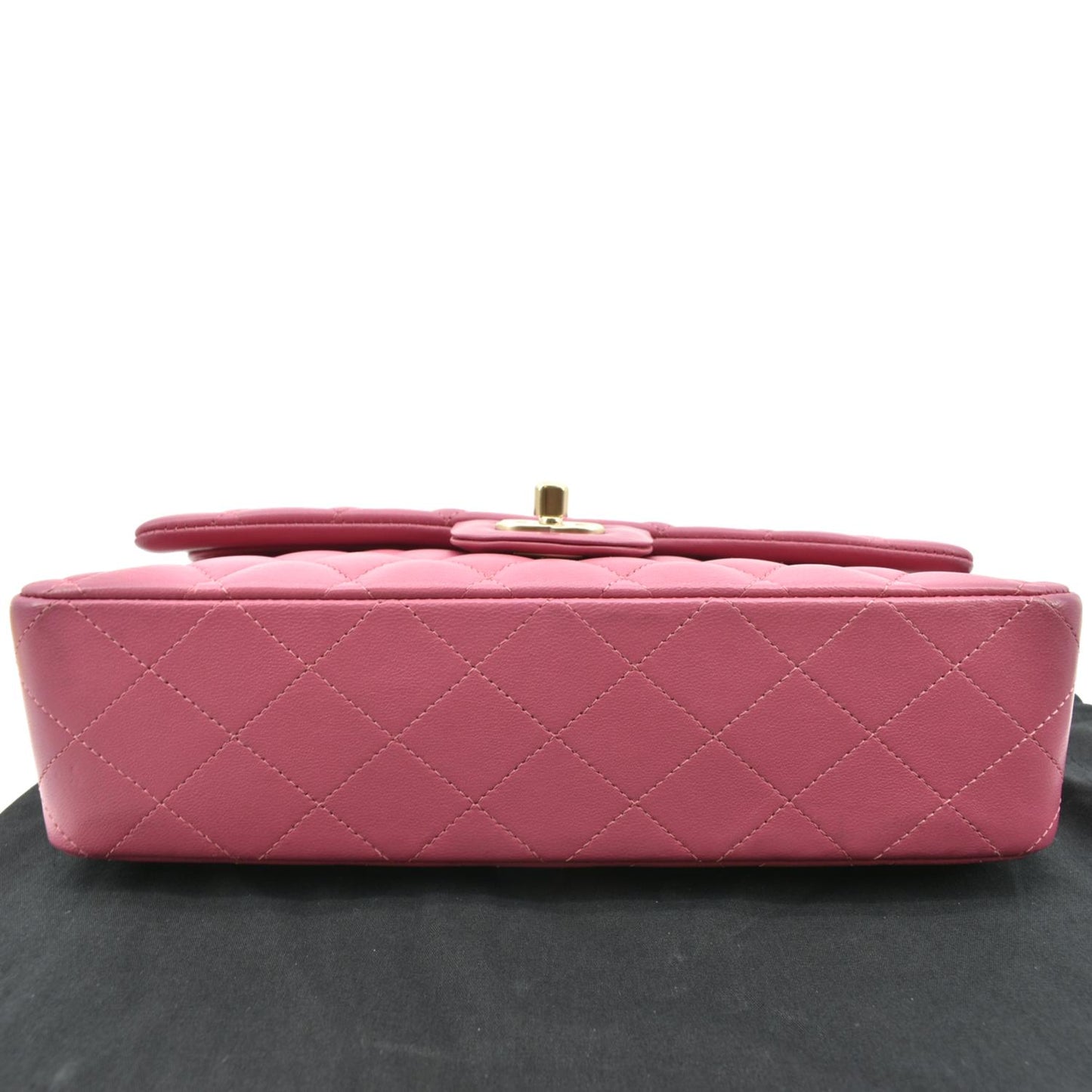 CHANEL Classic Medium Double Flap Quilted Leather Shoulder Bag Pink