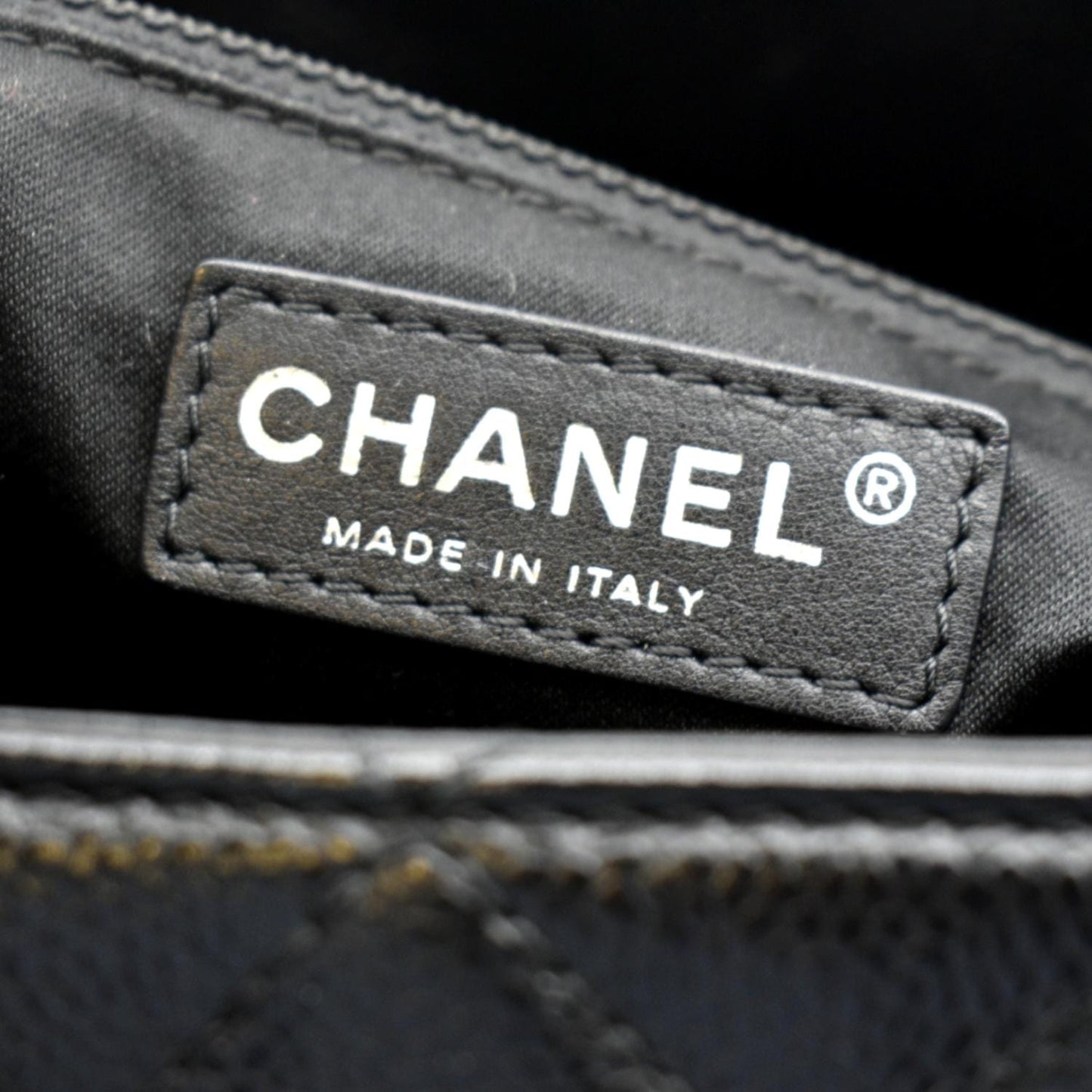 CHANEL Grand Shopping Quilted Caviar Leather GST Tote Bag Black