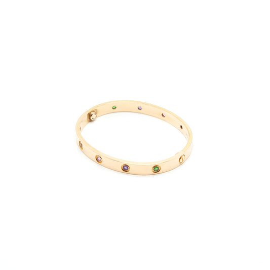 Cartier Size 17 Love Bracelet Rose Gold, Sapphires, Garnets, Amethysts