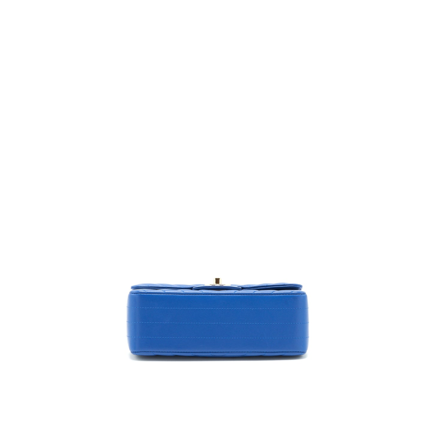 Chanel Mini Rectangular Flap Bag Chevron Lambskin Blue LGHW