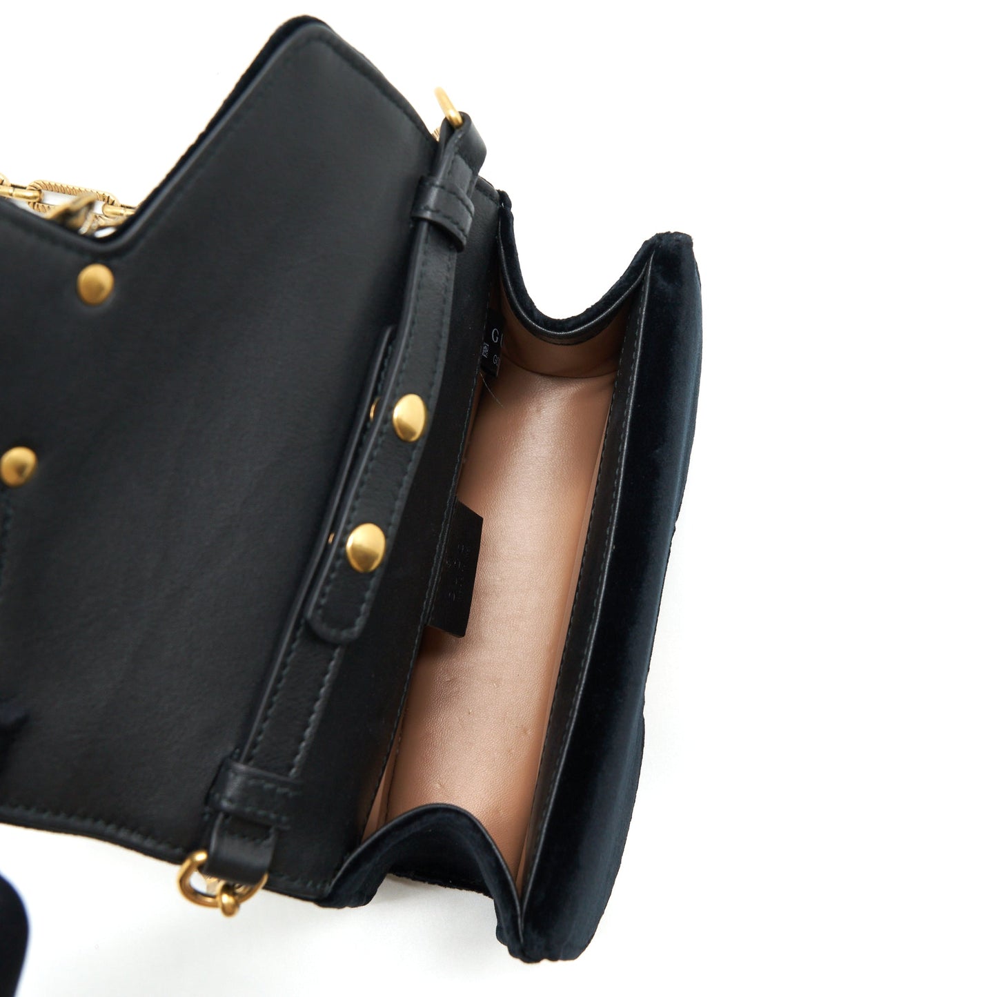 Gucci Mini Broadway Crossbody Purse Crystal Velvet Black Ruthenium Gold Hardware