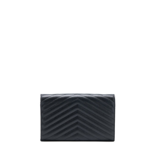 Saint Laurent Wallet On Chain Grained Calfskin Black