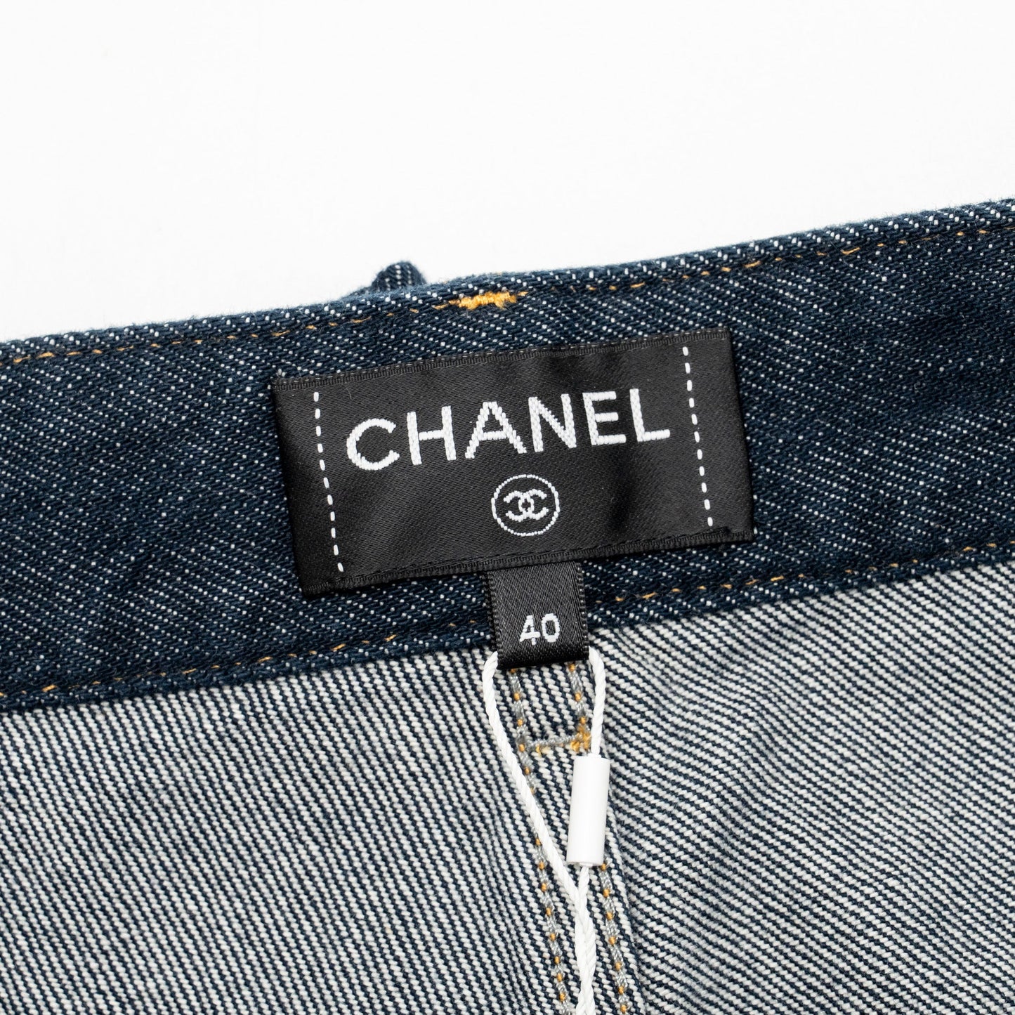 Chanel Size 40 CC Logo Washed Out Denim Jeans Cotton Dark Blue