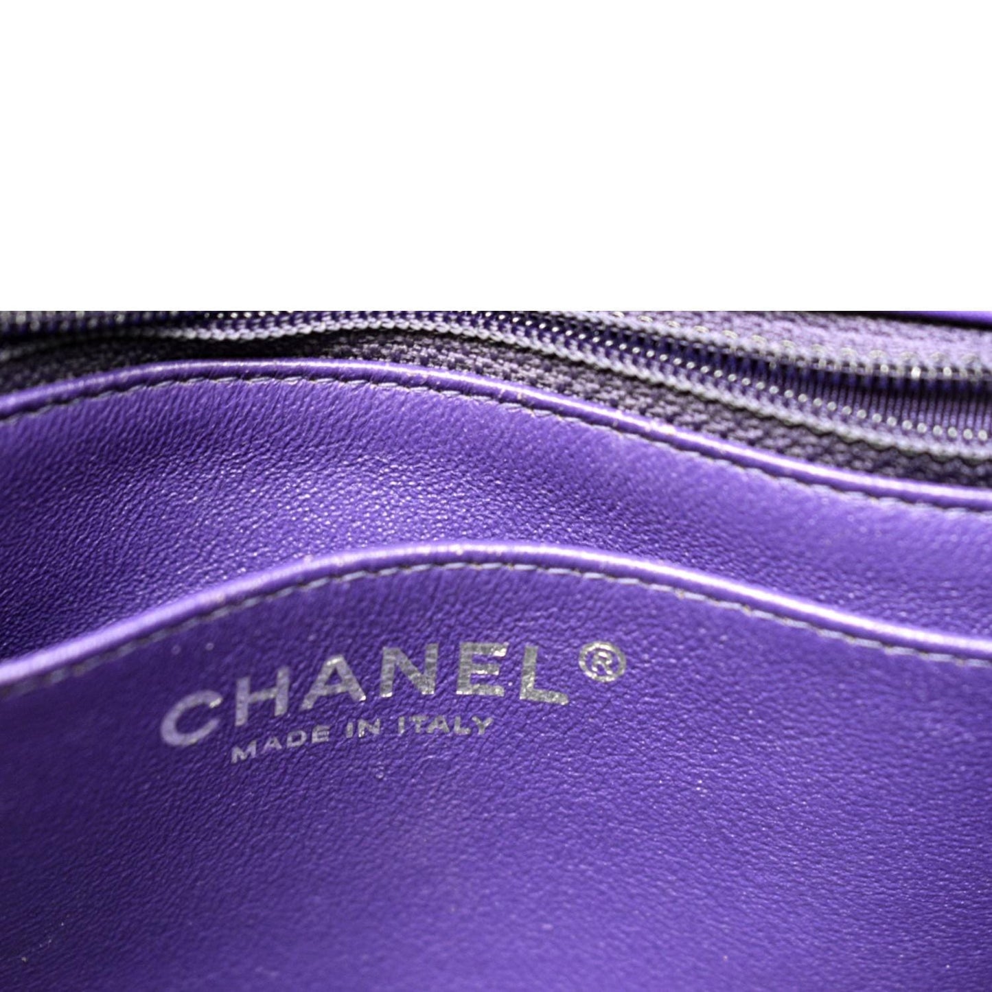 CHANEL Mini Flap Patent Calfskin Leather Shoulder Bag Purple