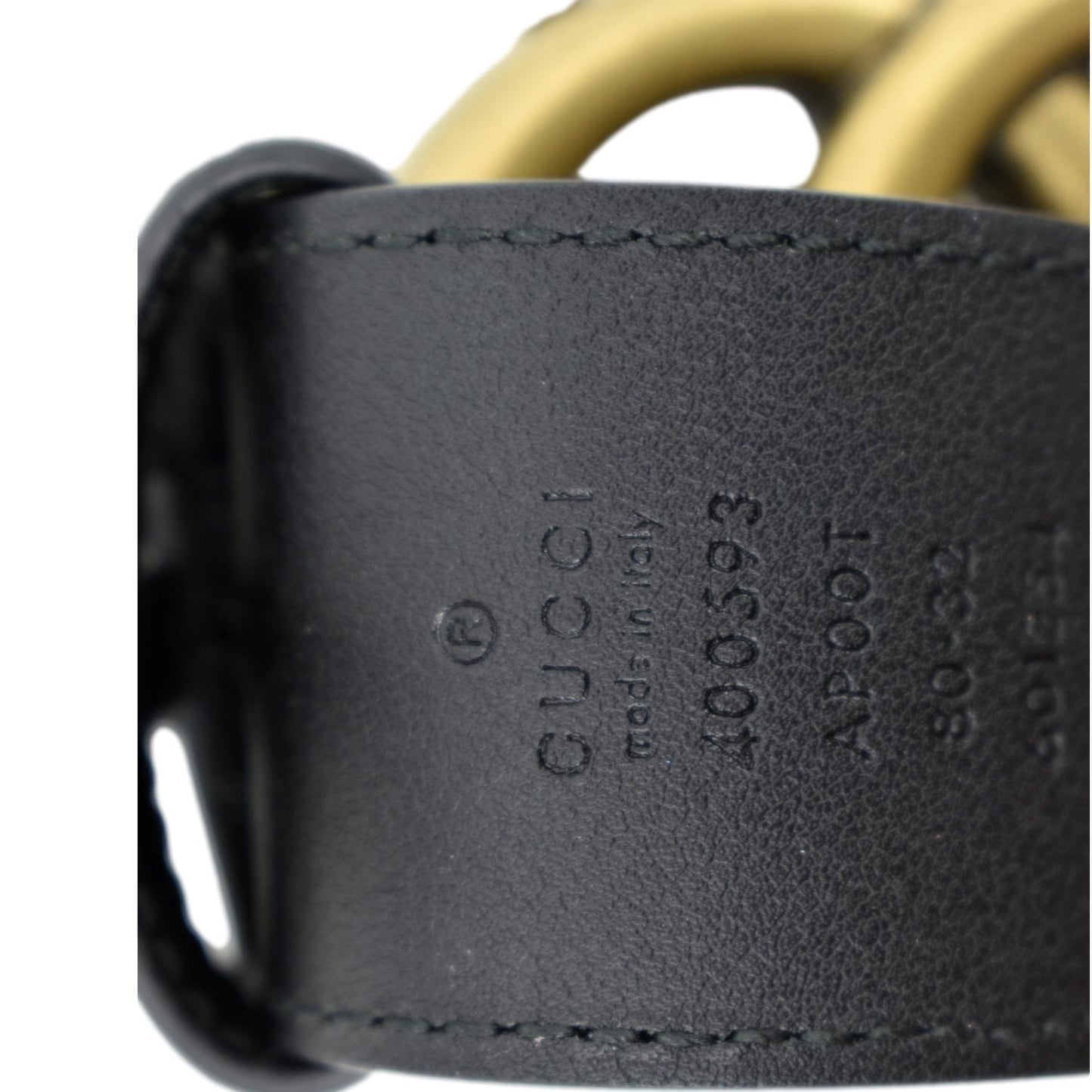 GUCCI Double G Buckle Leather Belt Size 80.32 Black 400593