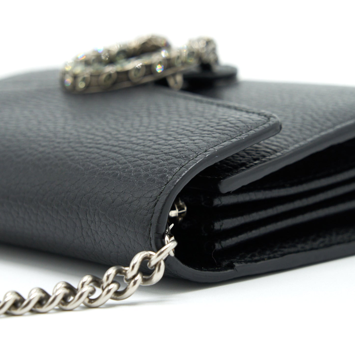 Gucci Mini Dionysus Wallet On Chain Grained Calfskin Black