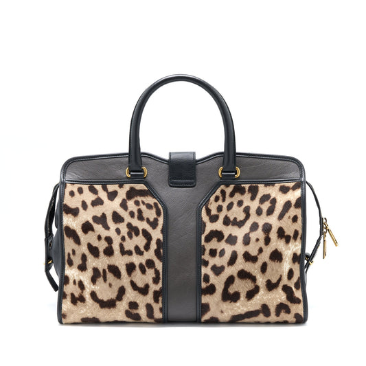 Saint Laurent Cabas Chyc Tote Purse Animal Print Horsehair/Calfskin Black