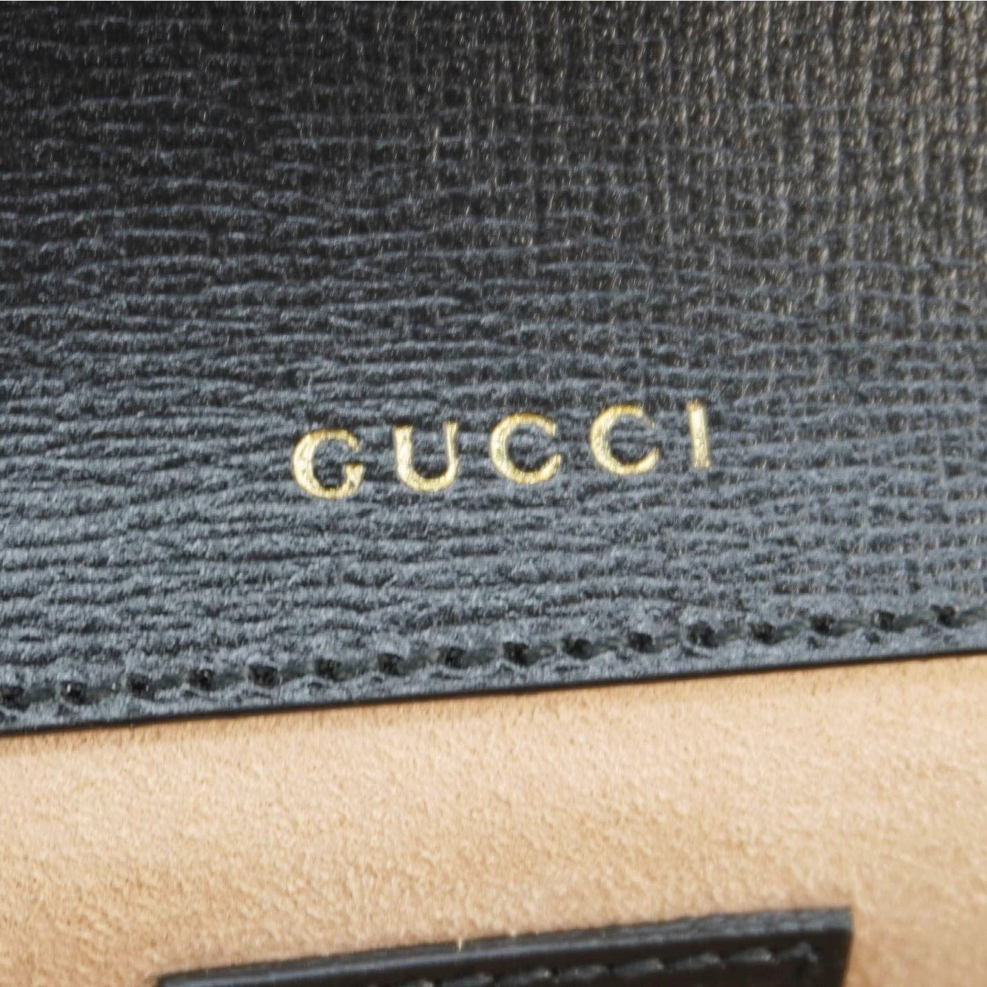 GUCCI Horsebit 1955 Small Leather Shoulder Bag Black 735178