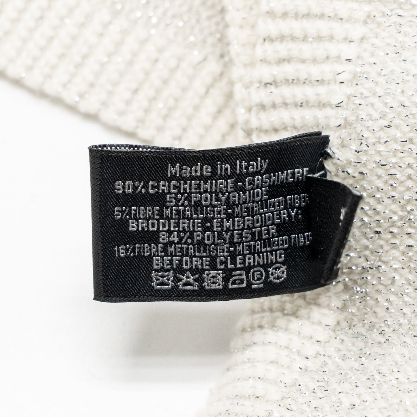 Chanel Letter Muffler/Scarf Cashmere/Polyamide silver/white