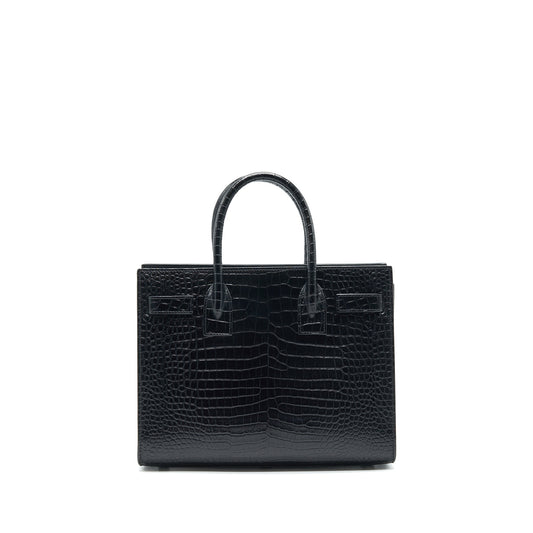 Saint Laurent Sac De Jour Baby in Crocodile-Embossed leather Black