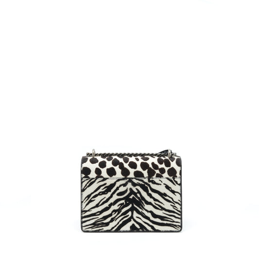 Saint Laurent/ Sunset Animal Print Calf Hair Ruthenium Hardware