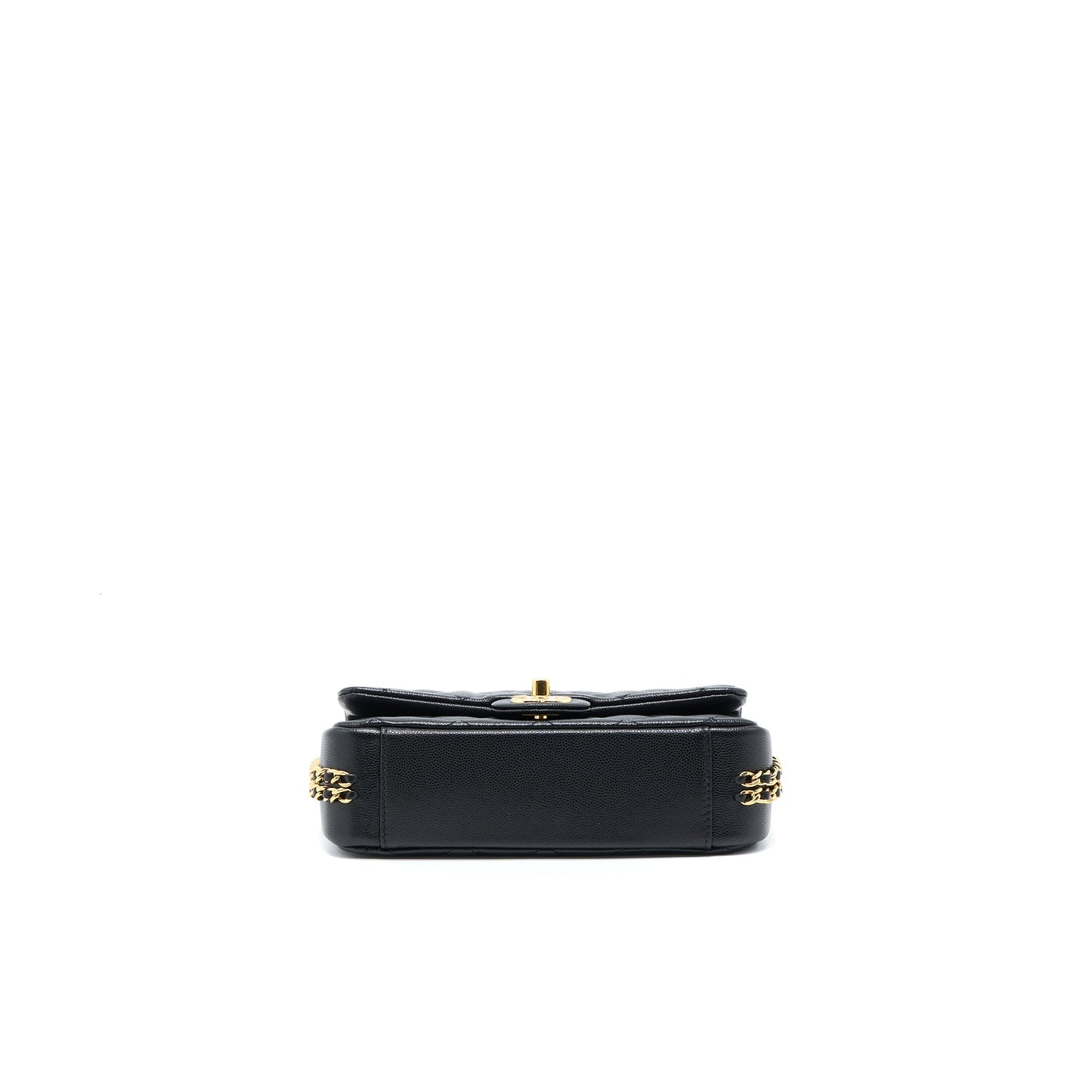 Chanel 23C Mini Flap Bag With CC Logo Chain Grained Calfskin Black GHW (Microchip)