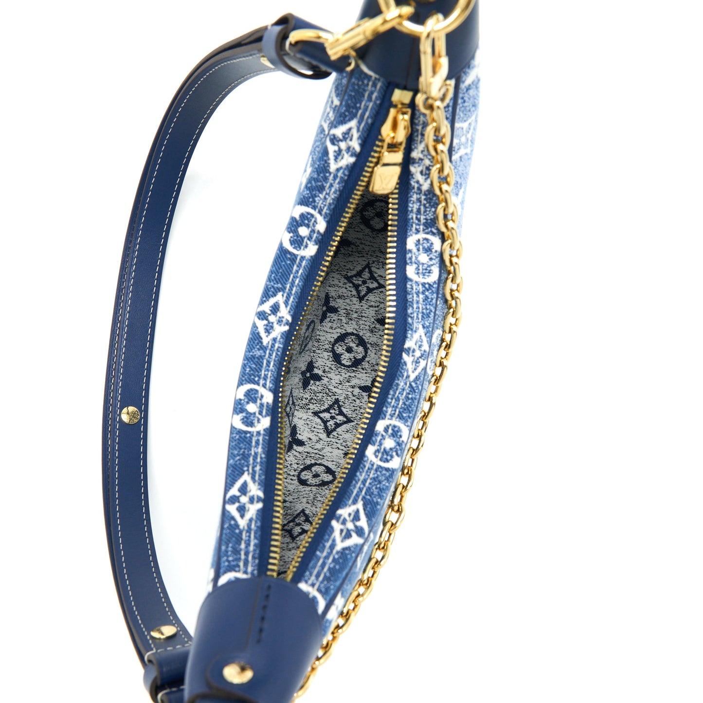 Louis Vuitton Half-Moon Loop Baguette Handbag Denim Blue