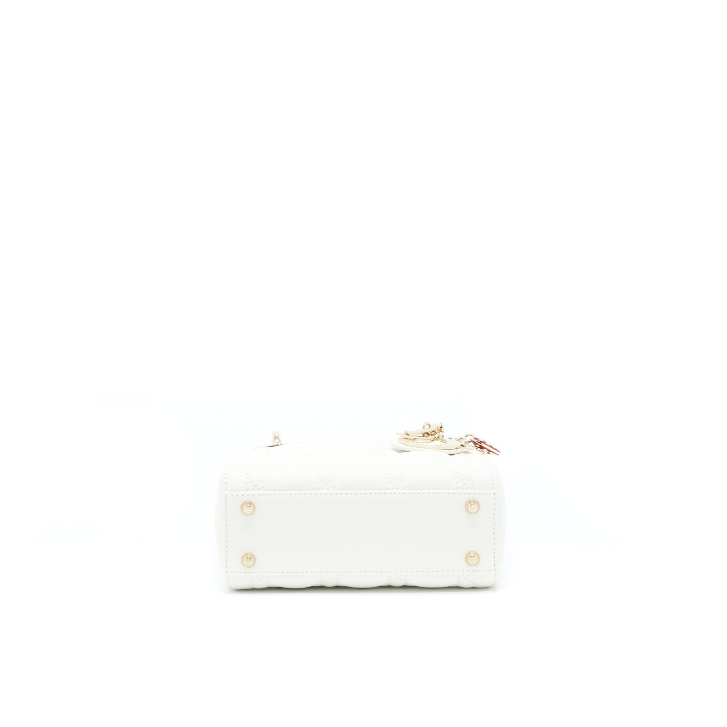 Dior Mini Lady Dior Tote Purse Lambskin White