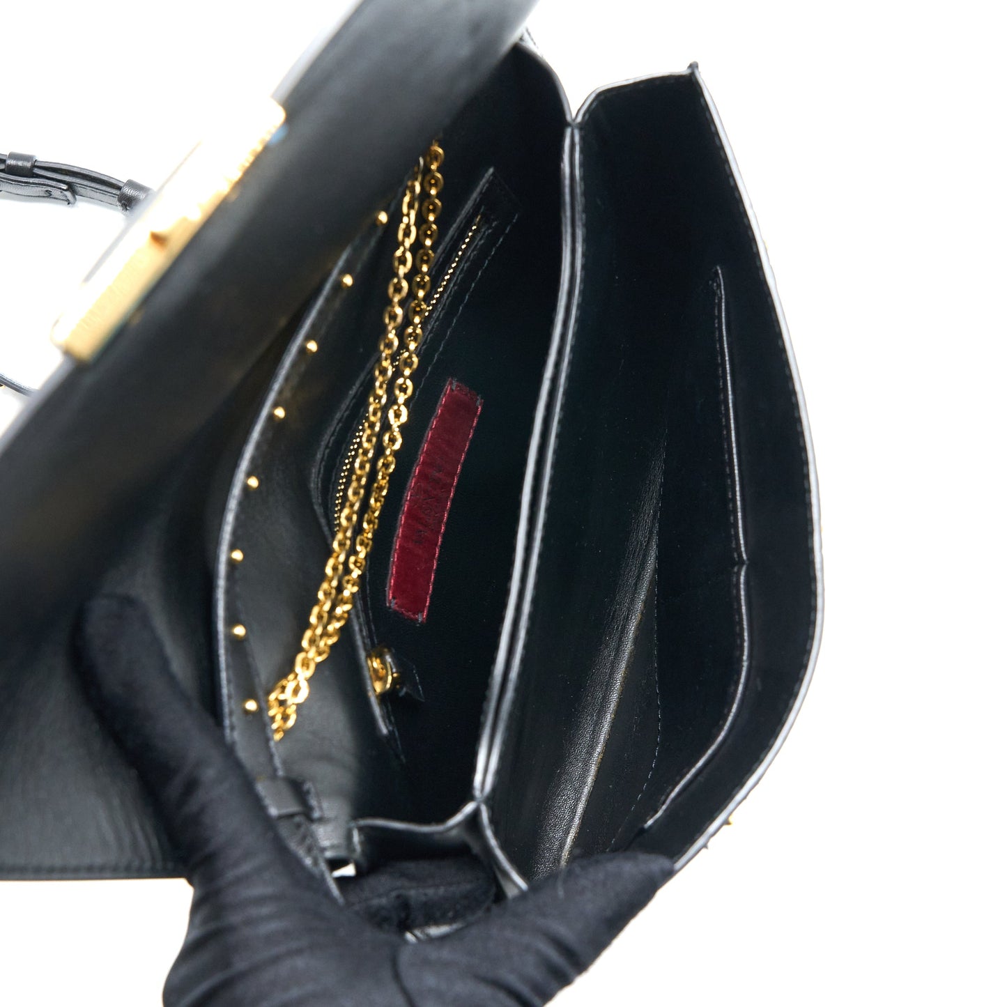 Valentino Rockstud Flap Purse Lambskin Black