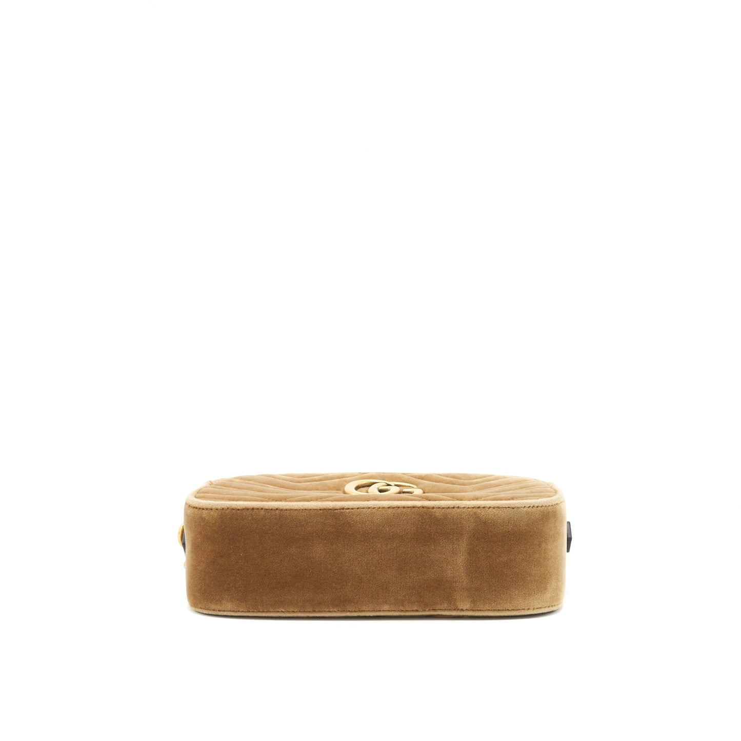 Gucci Marmont Camera Purse Velvet Gold Tan