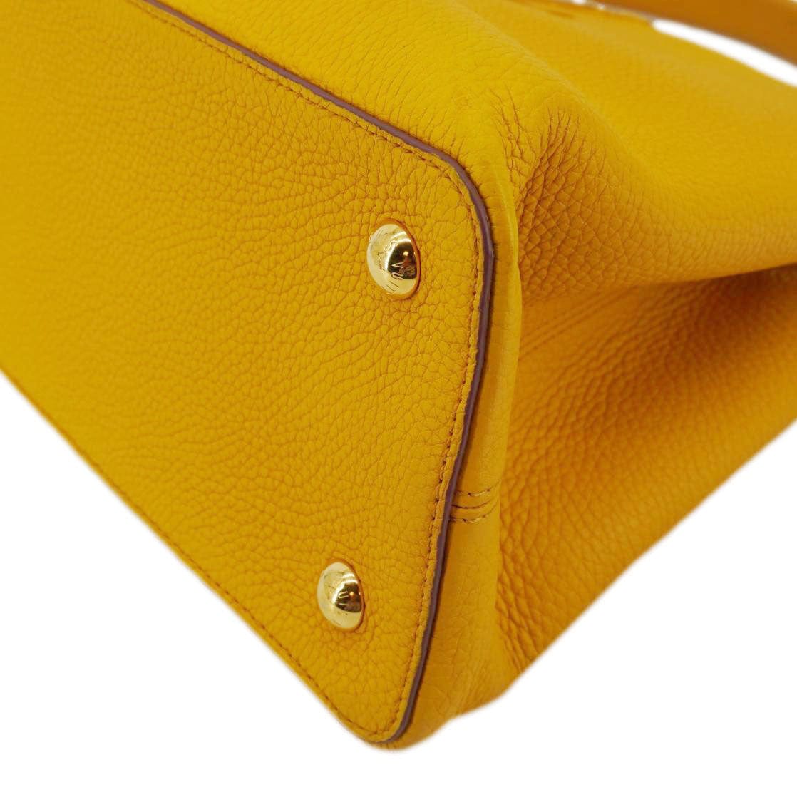 LOUIS VUITTON Capucines MM Taurillon Leather Satchel Bag Yellow