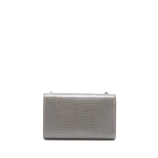Saint Laurent Kate Purse Crocodile-Embossed-Calfskin Grey