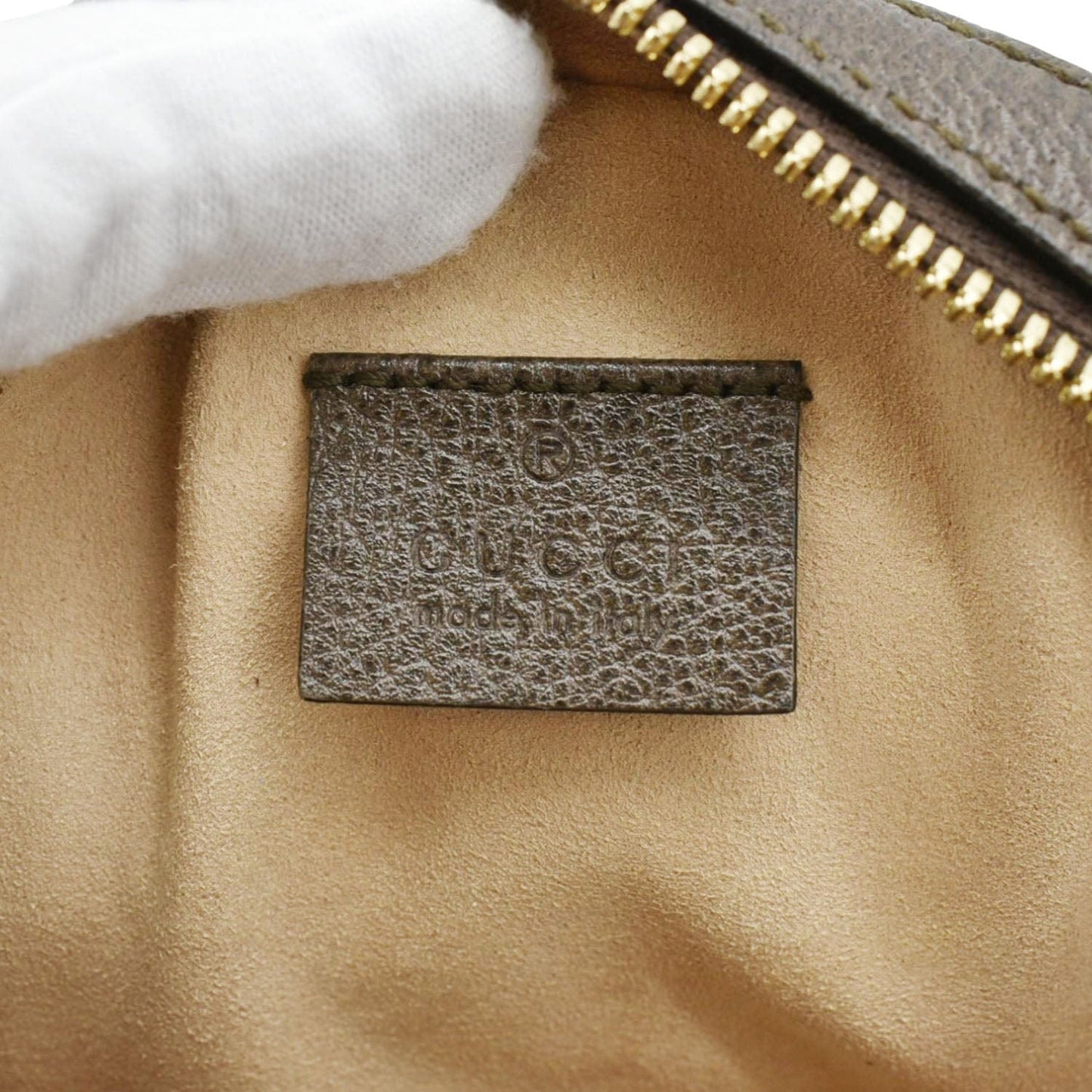 GUCCI Ophidia Mini GG Round Supreme Monogram Web Crossbody Bag Beige 550618