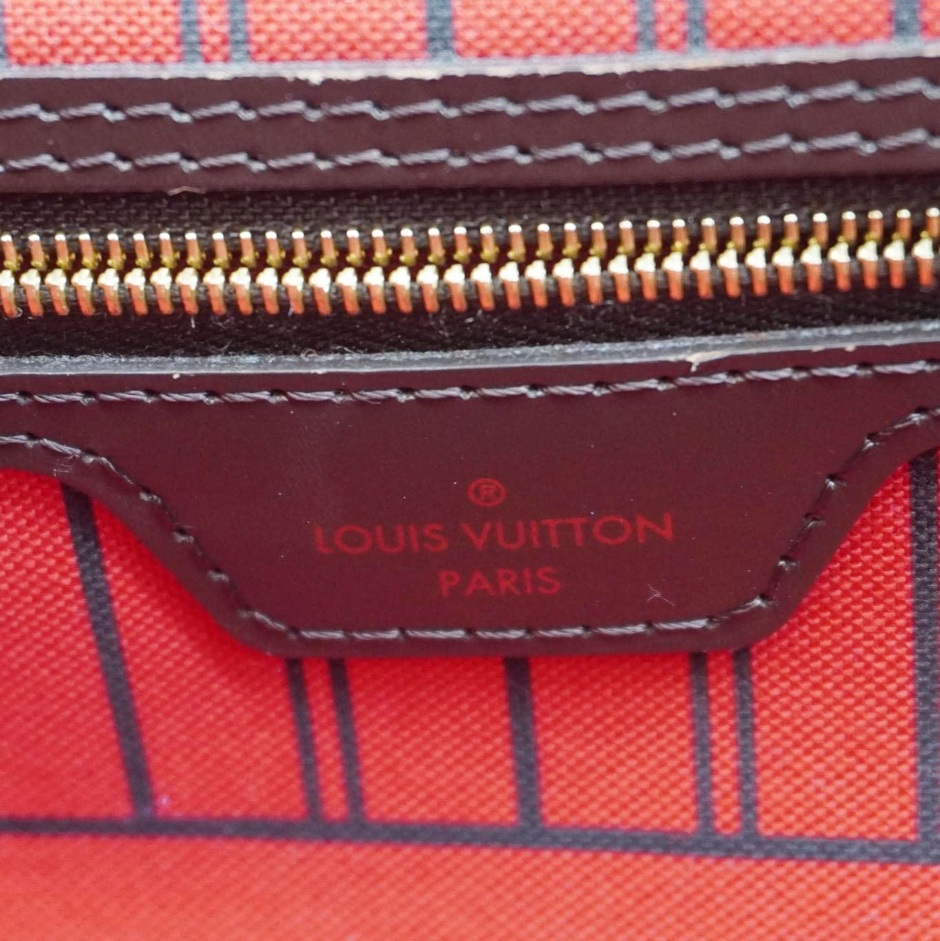 LOUIS VUITTON Neverfull MM Damier Ebene Shoulder Bag Brown