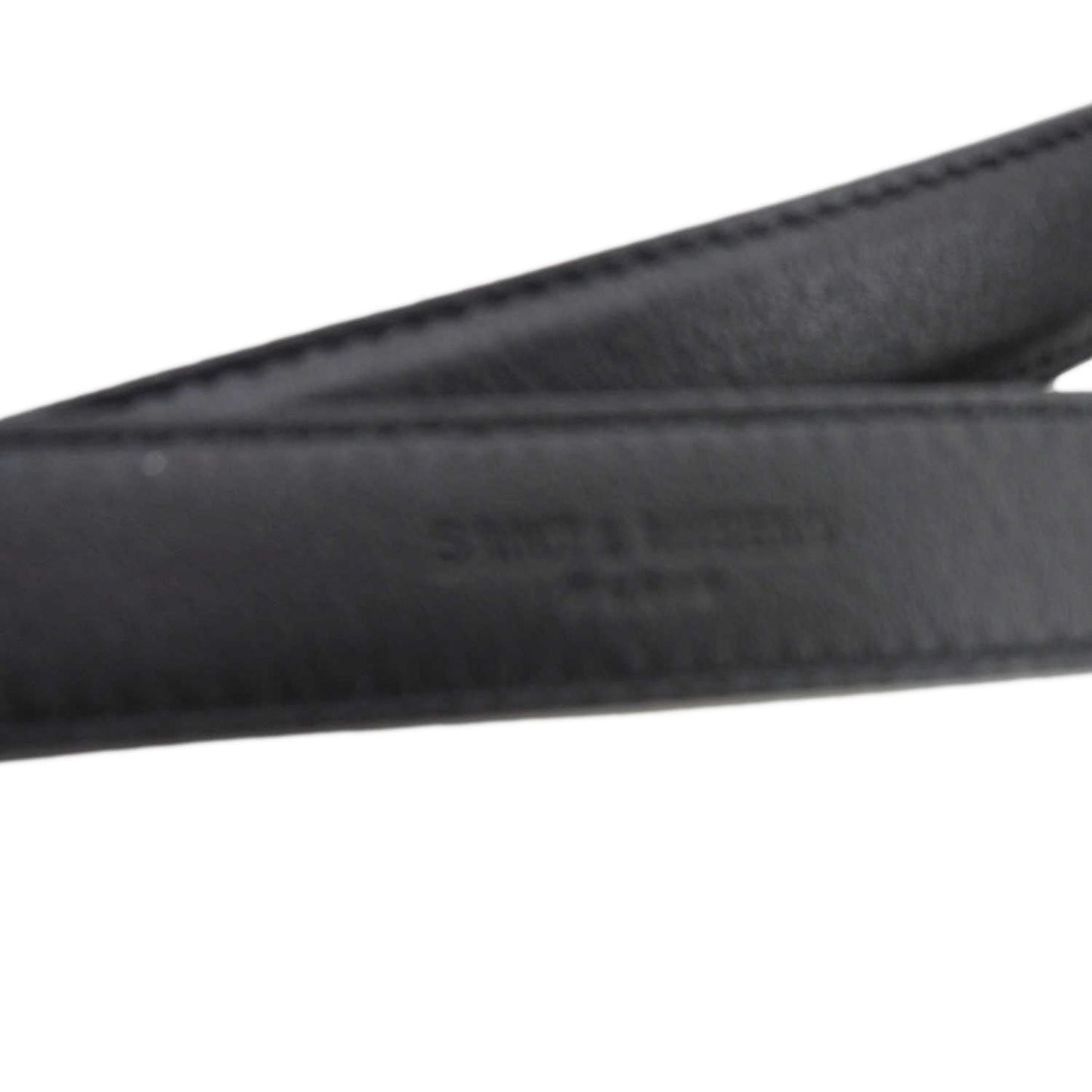 YVES SAINT LAURENT Square Buckle Leather Belt Black Size 75